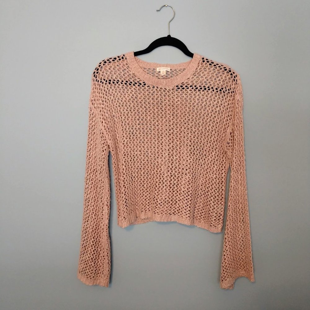 Xhilaration Bell Sleeve Crop Net Top